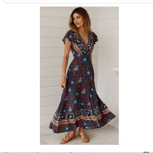 Floral wrap maxi dress